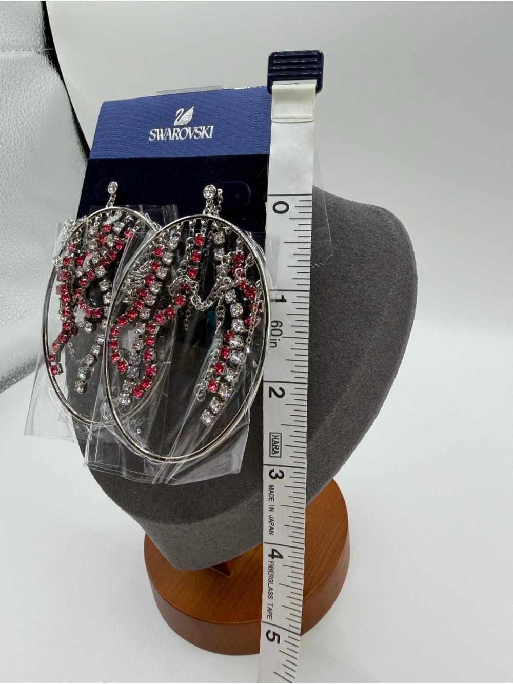 Swarovski Tropical Pink and Clear Crystal Pierced Earrings - Picture 12 of 16